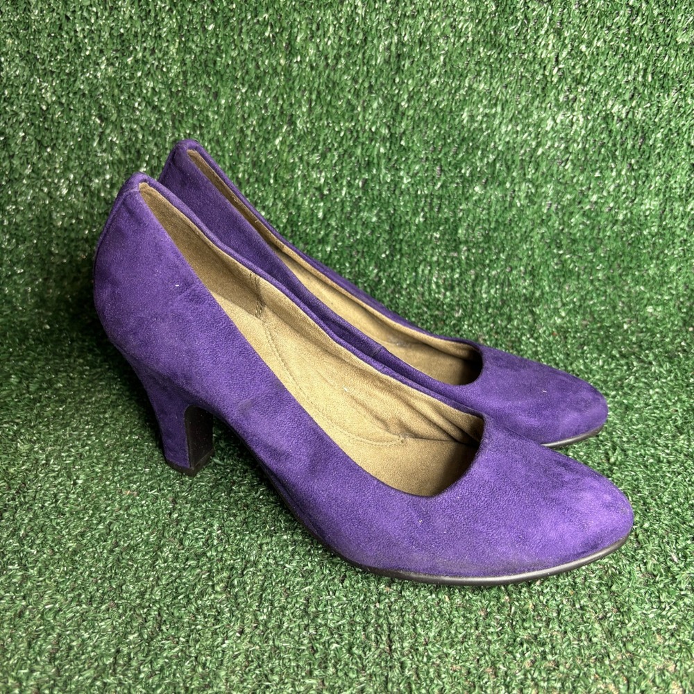 Aerosoles Heelrest Suede Comfort Office Career Professional Pump Purple Womens 8